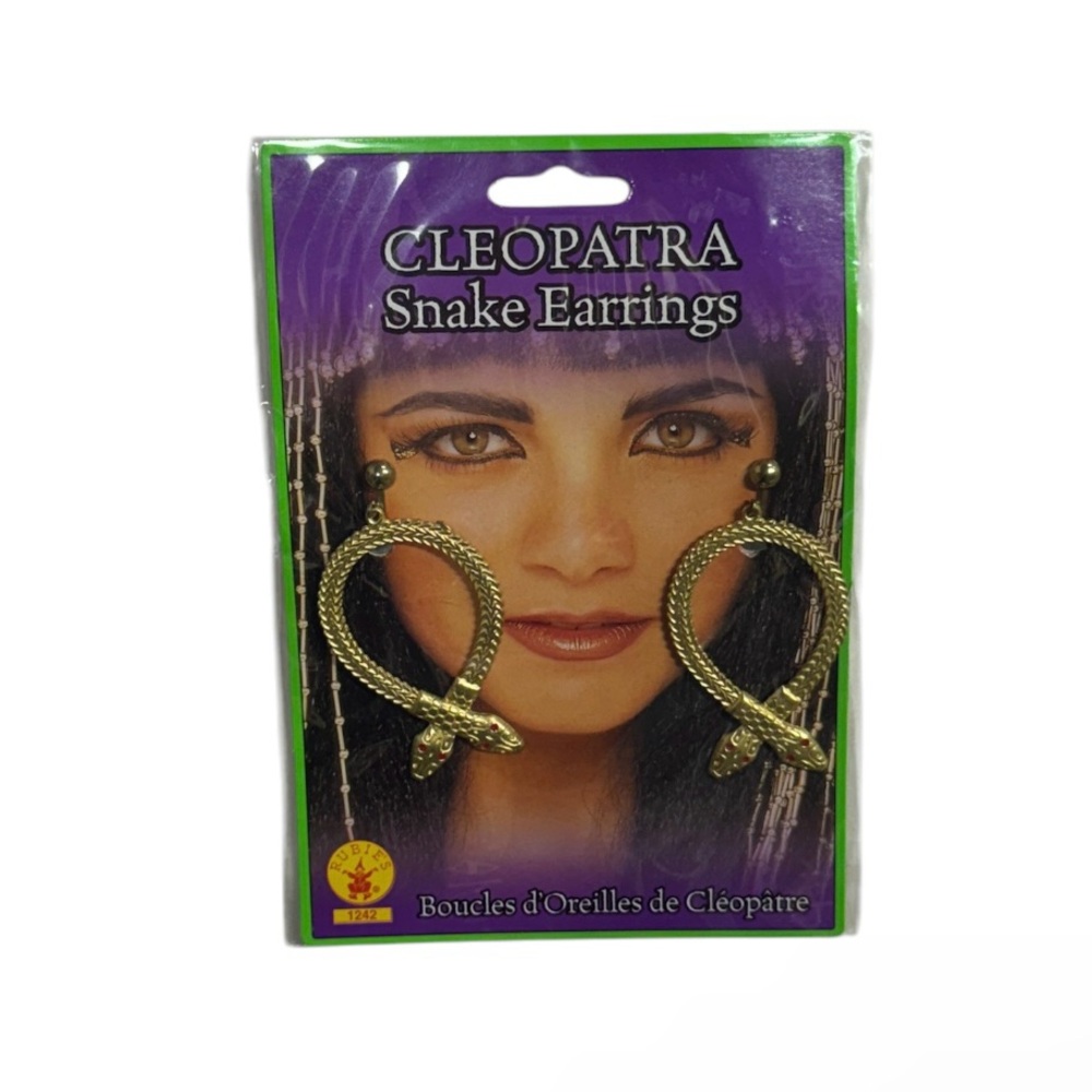 Rubie’s Cleopatra Snake Earrings gold with red eyes brand new in packaging!